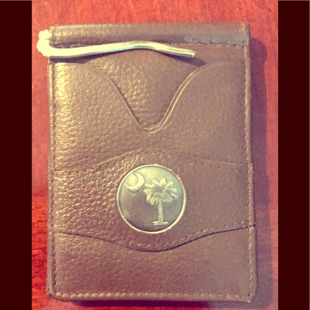 Palm tree🌴 Brown Leather Wallet with pocket clip.